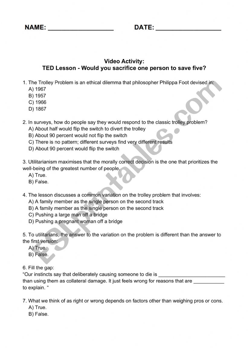 TED Lessons - The Trolley Problem