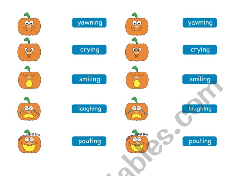 5 little pumpkins matching activity