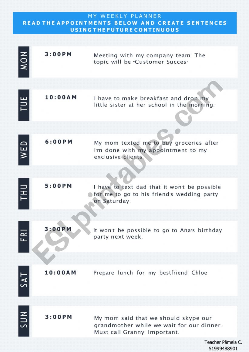 FUTURE CONTINUOUS worksheet