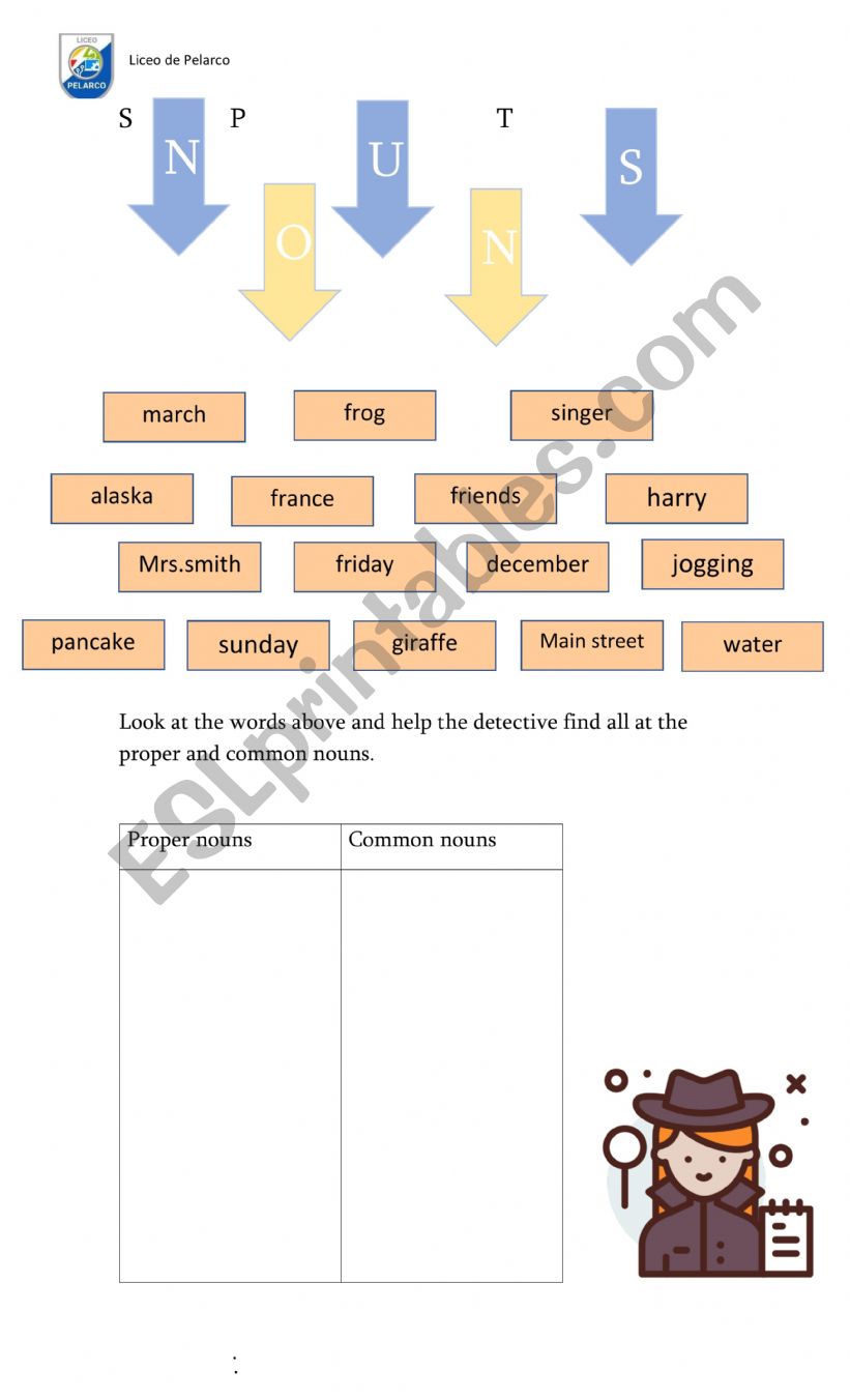 Nouns worksheet