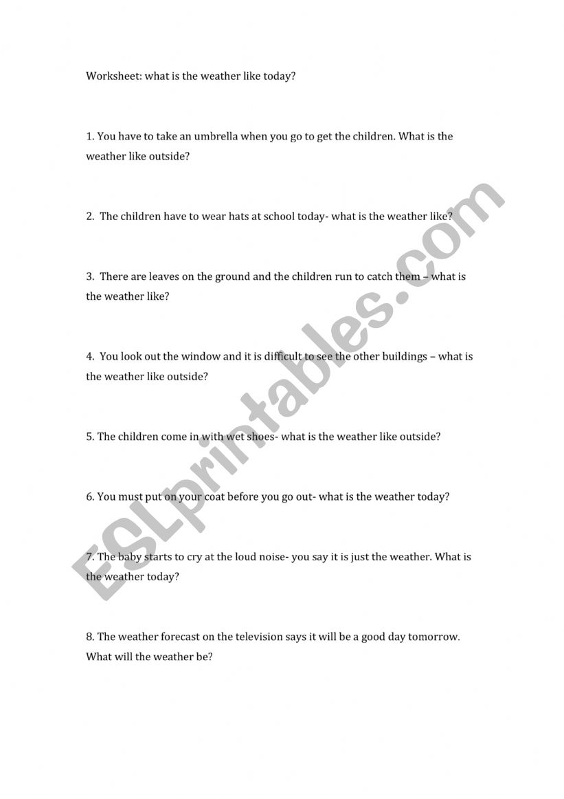 Weather Words Conversation Topics Dialogs ESL Worksheet By Ehmitt00