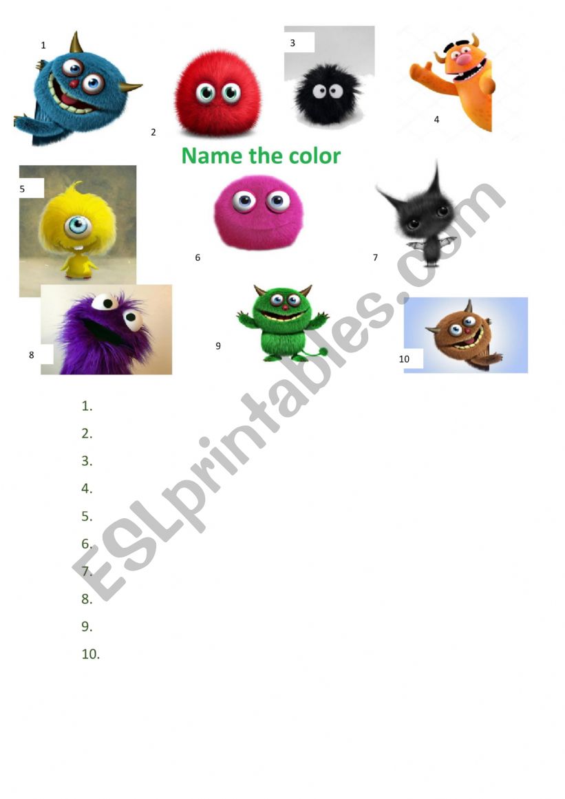 name the color worksheet