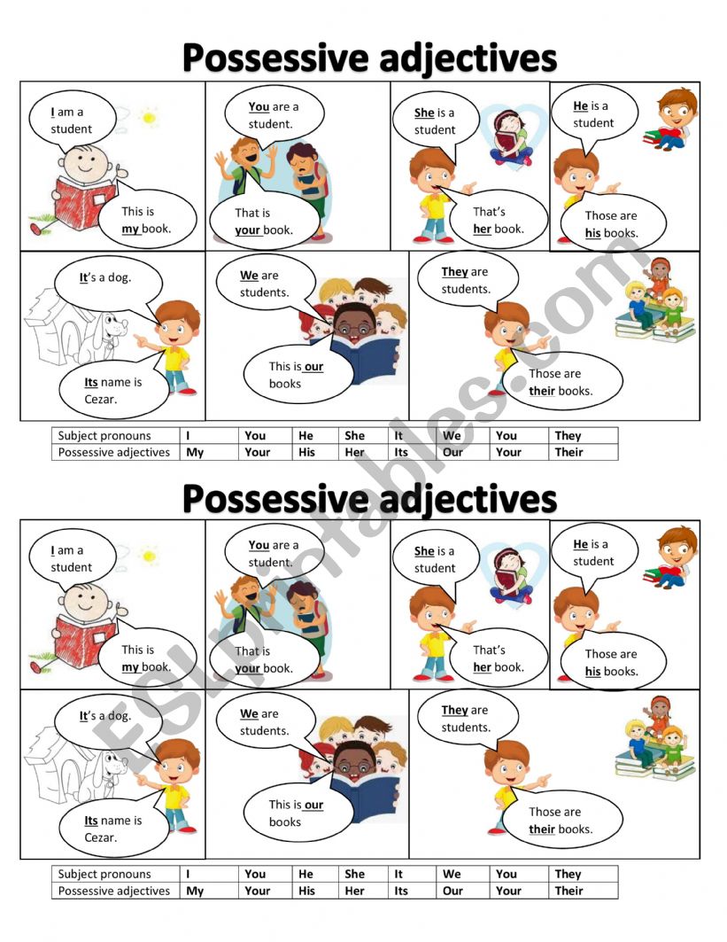 possessive adjectives worksheet