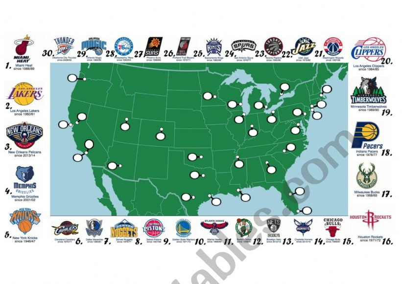 NBA Map Quiz worksheet
