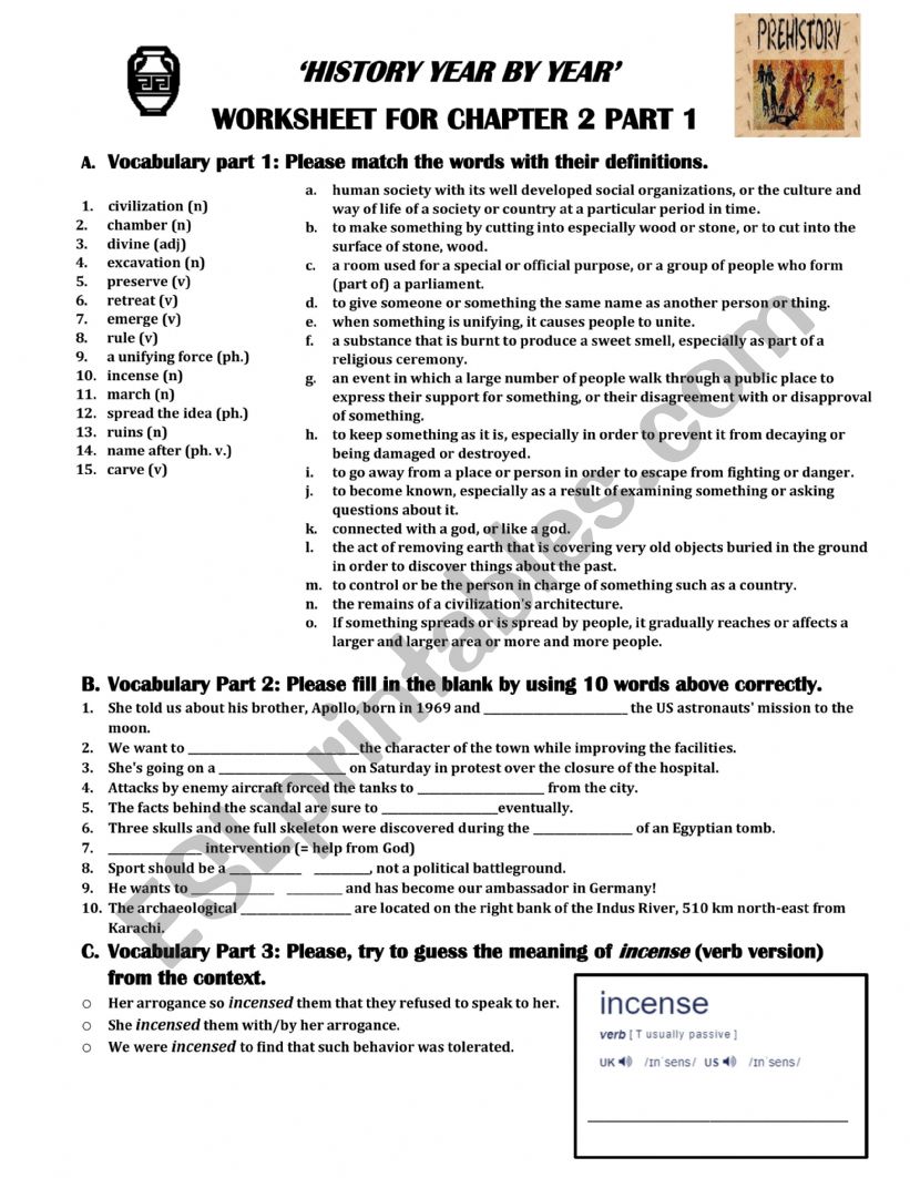 Chapter 2 Part 1 -History Year by Year Worksheet