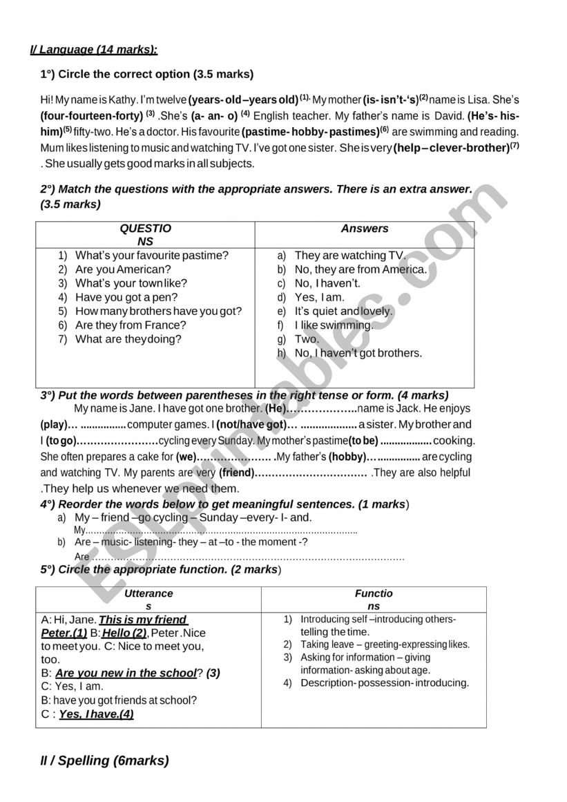 7th form mid term test 1 review 1