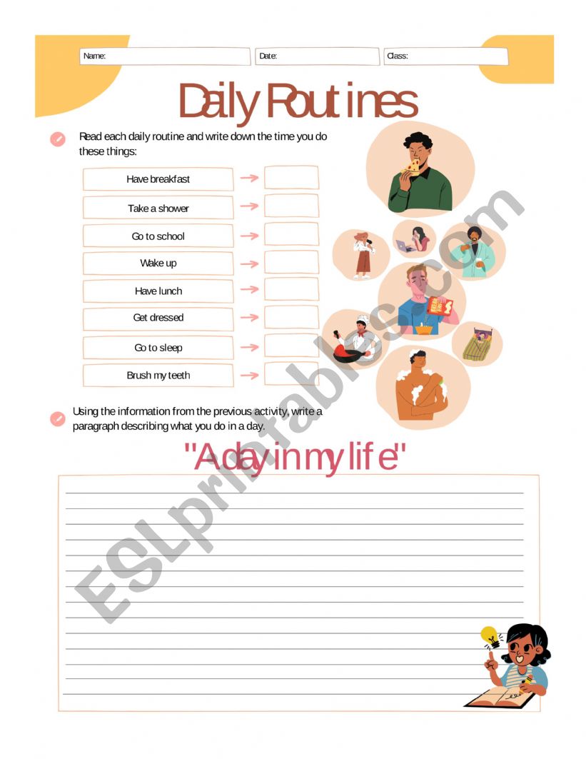 Writing excercise - Daily routines