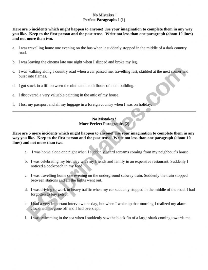 Writing Perfect Paragraphs! worksheet