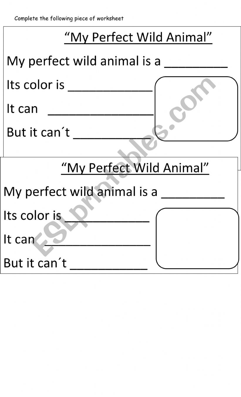 my perfect wild animal worksheet