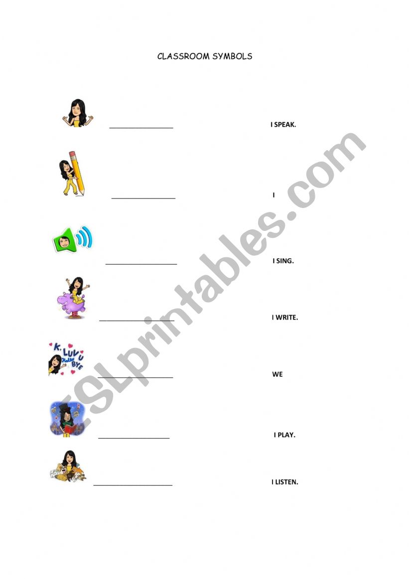 Classroom symbols worksheet