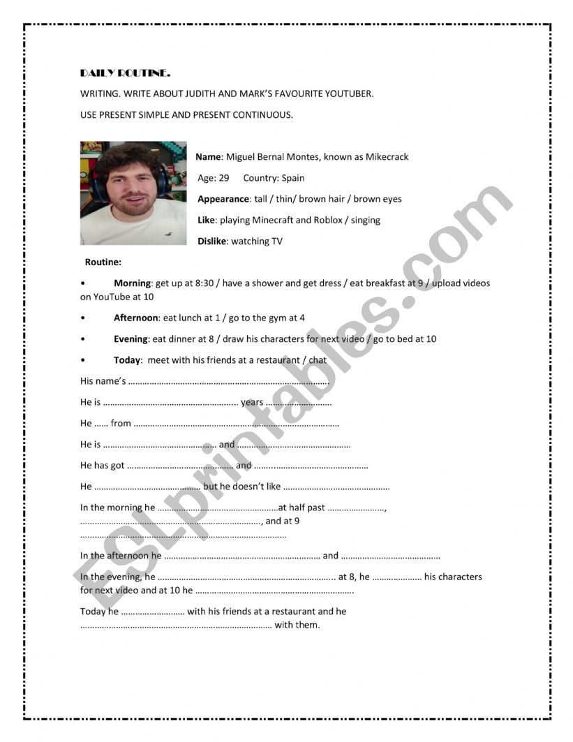 MIKECRACK DAILY ROUTINE worksheet