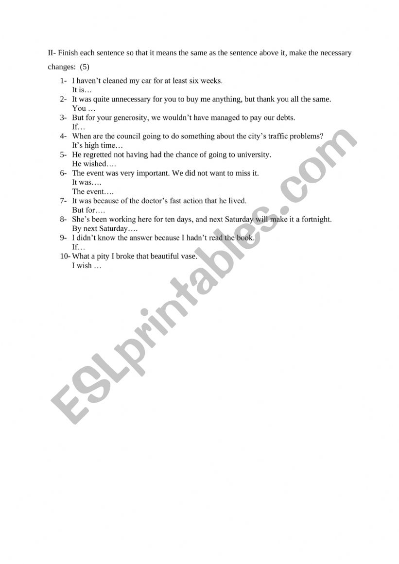 grammar worksheet