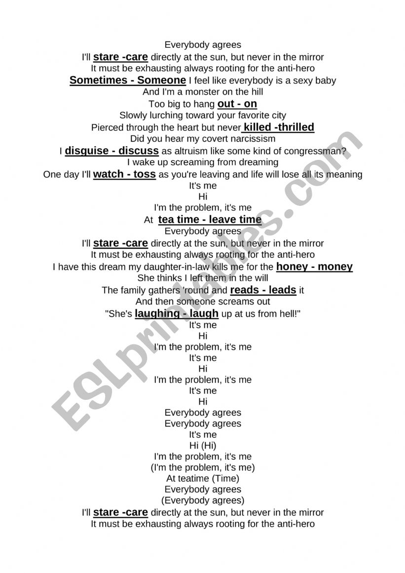 Song Worksheet - Foo Fighters, My Hero - ESL worksheet by LauraEBell