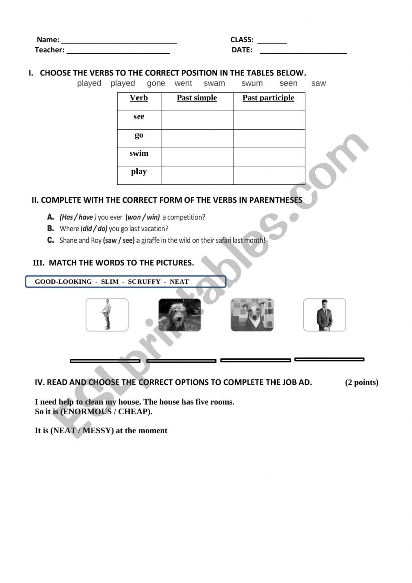 English Activity 1 worksheet