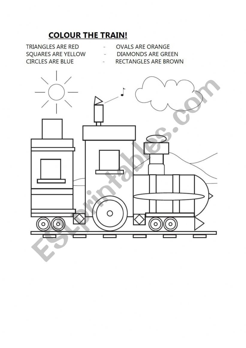 colour the train worksheet