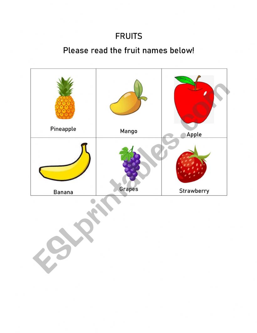 Fruit Flashcards  worksheet