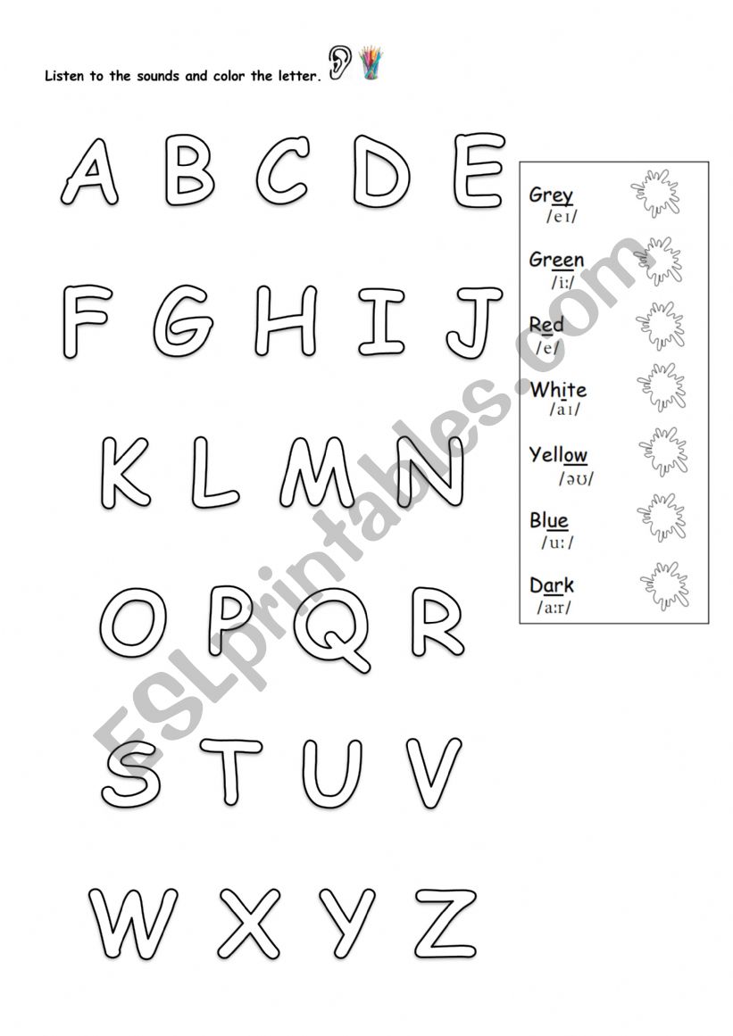 Alphabet and colors worksheet