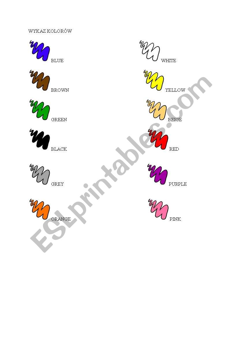 Colours worksheet