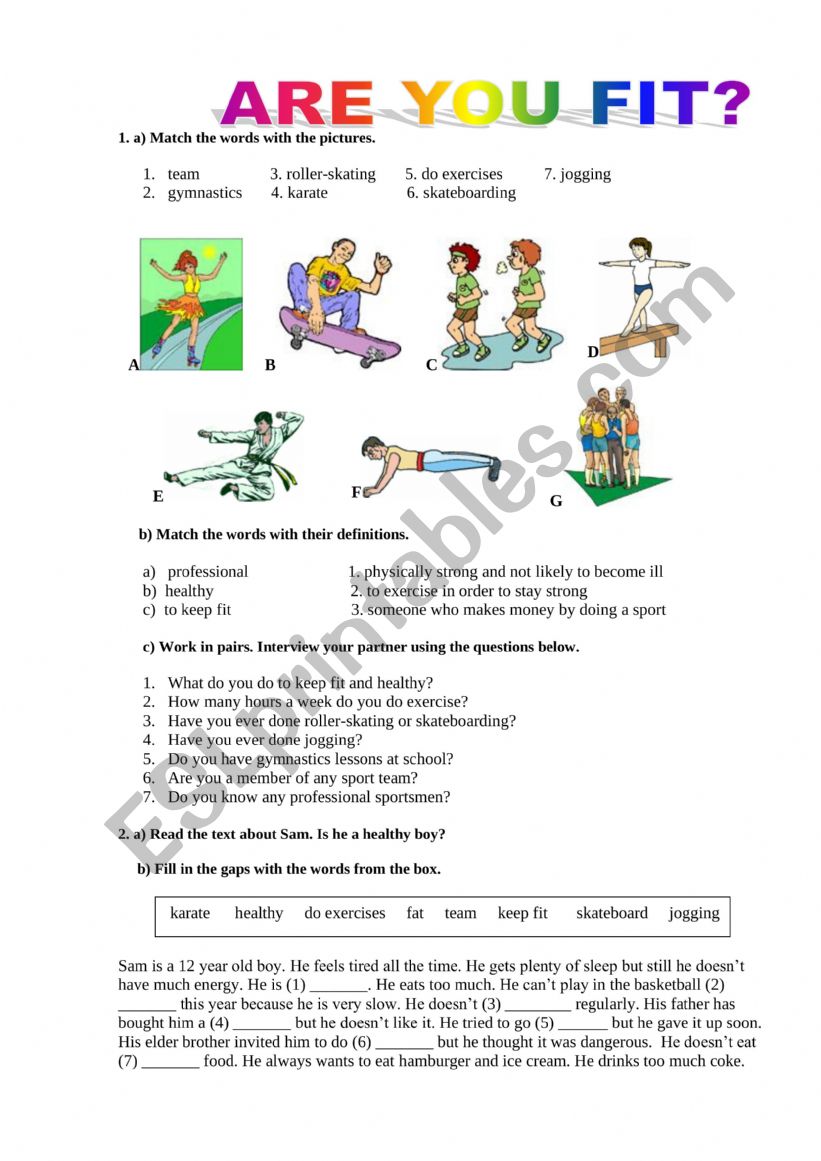 Are you fit? worksheet