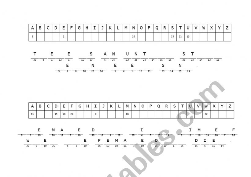 Coding worksheet