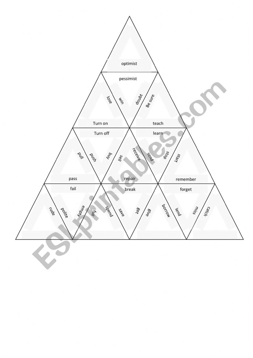 Opposite words - a Tarsia triangle (puzzle)