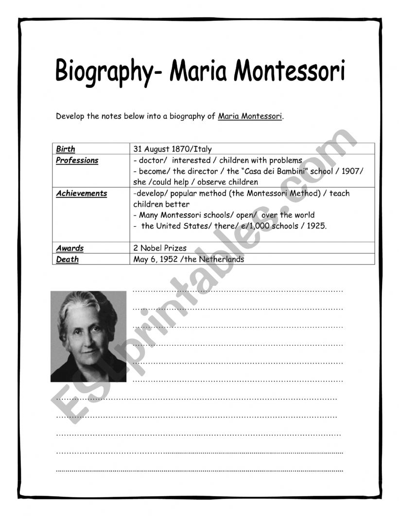 biography analysis worksheet