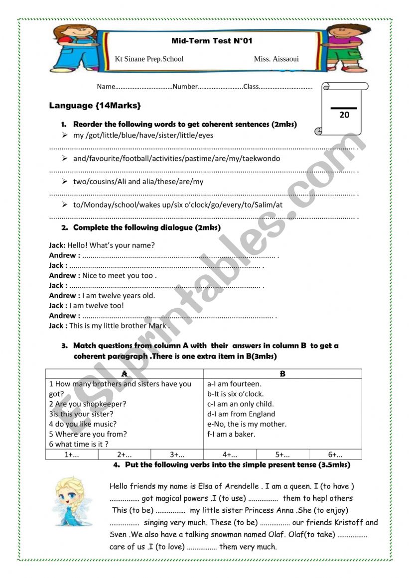 mid term test n1 worksheet