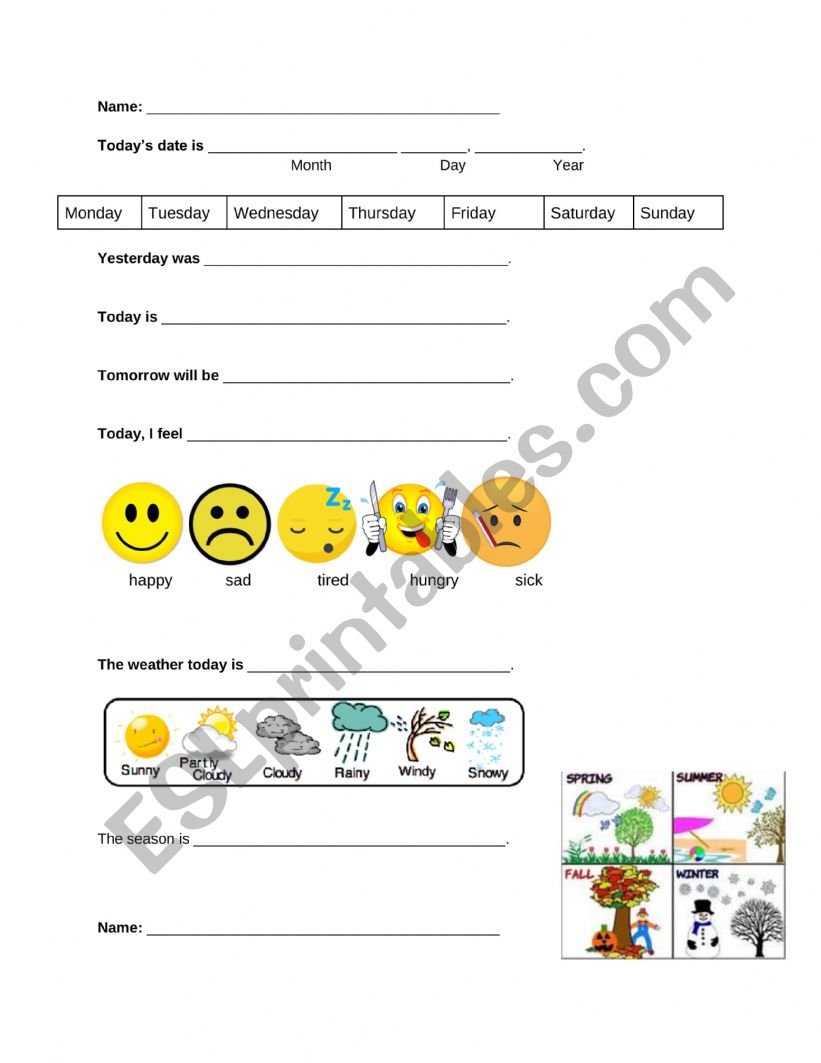 Daily Writing ESL Worksheet By Sogrady6