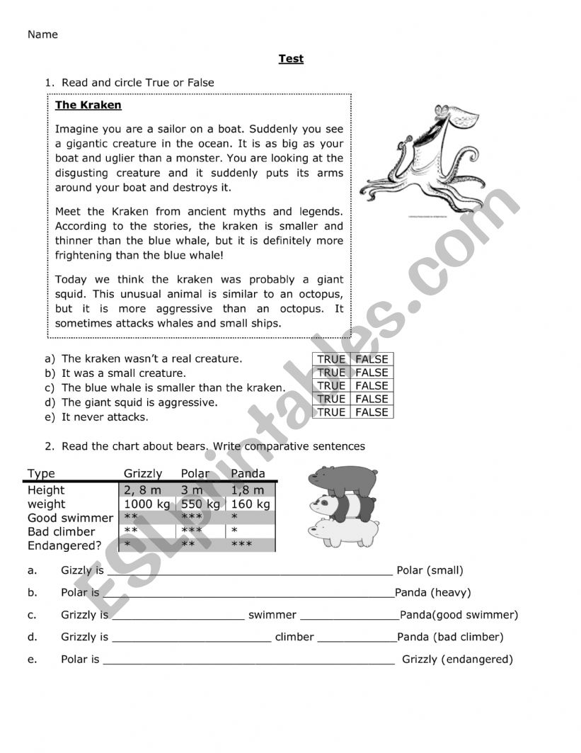 Comparative adjectives worksheet