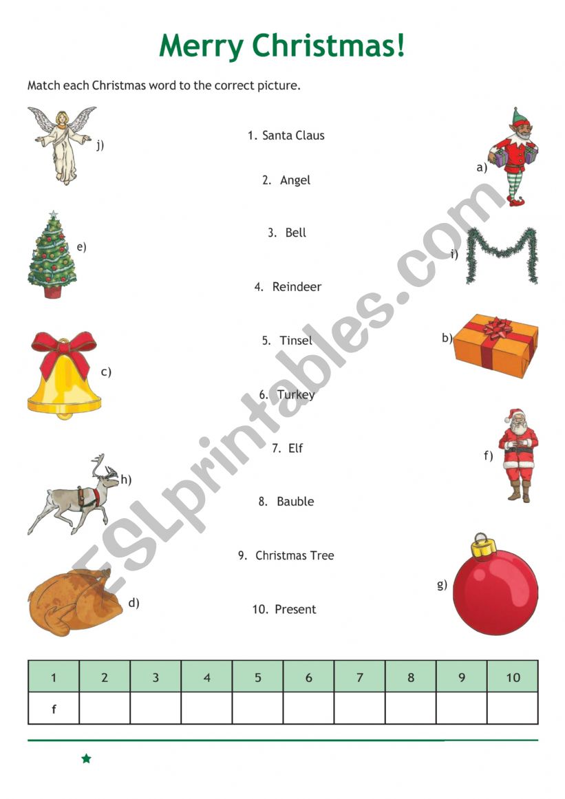 Christmas Matching Activities worksheet