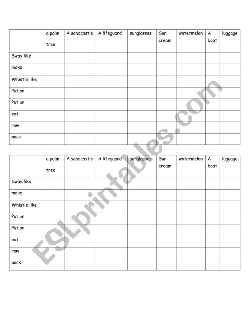 Battleship Summer worksheet