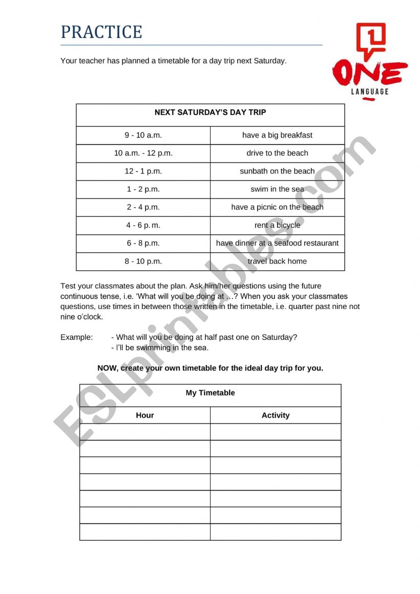 Future continuous. worksheet