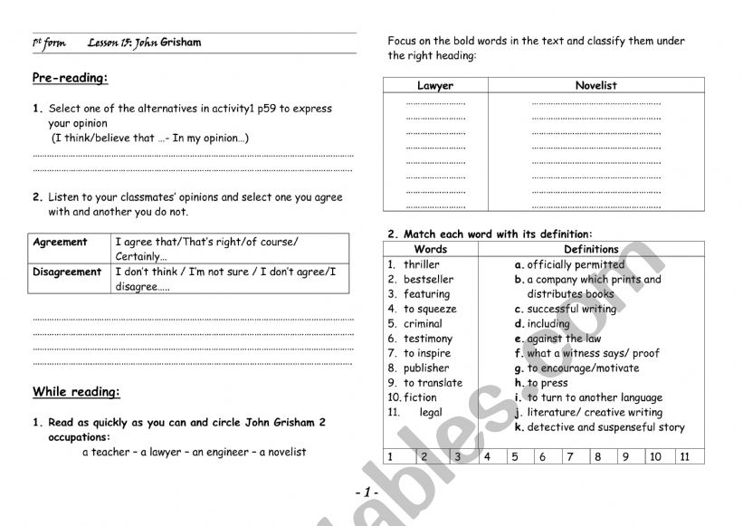 lesson15 1st form worksheet