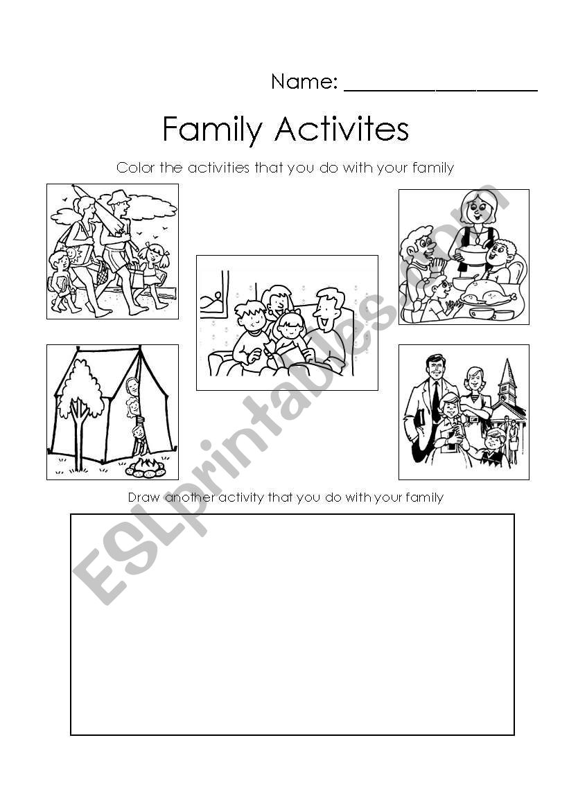 Family Activities worksheet