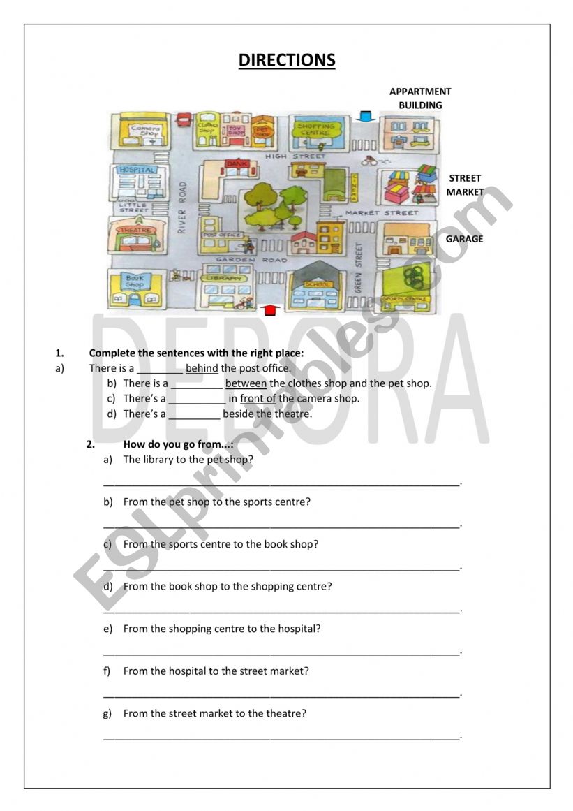 DIRECTIONS ENGLISH worksheet