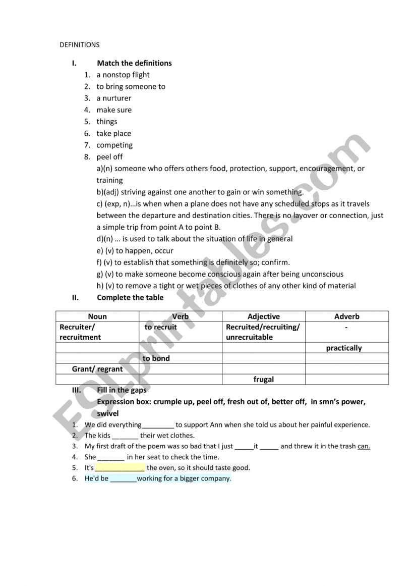 idioms worksheet