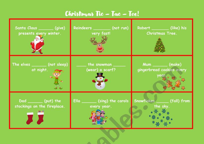 Christmas Tic-Tac-Toe worksheet