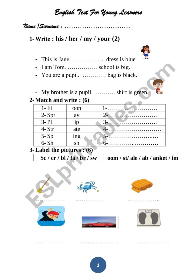 English Test For Youngers worksheet