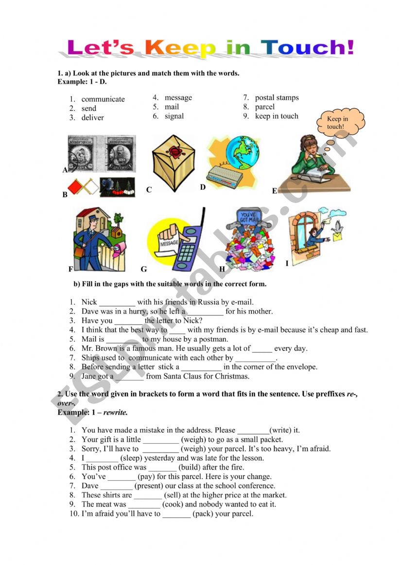 Let´s Keep In Touch Esl Worksheet By 70anatoly 5458