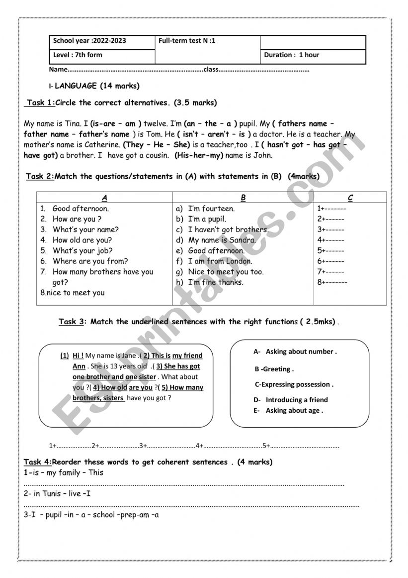 mid term test 1 worksheet