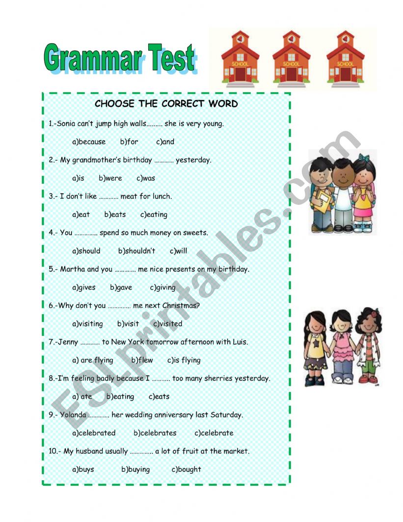 Grammar exercise worksheet