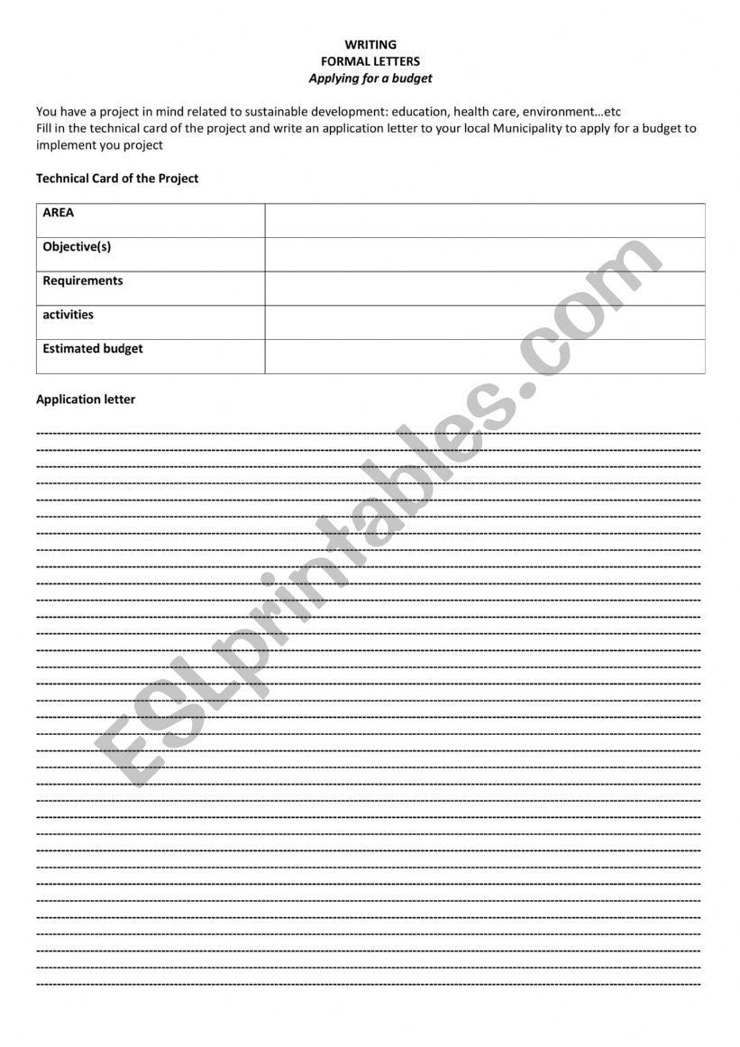 formal letters worksheet