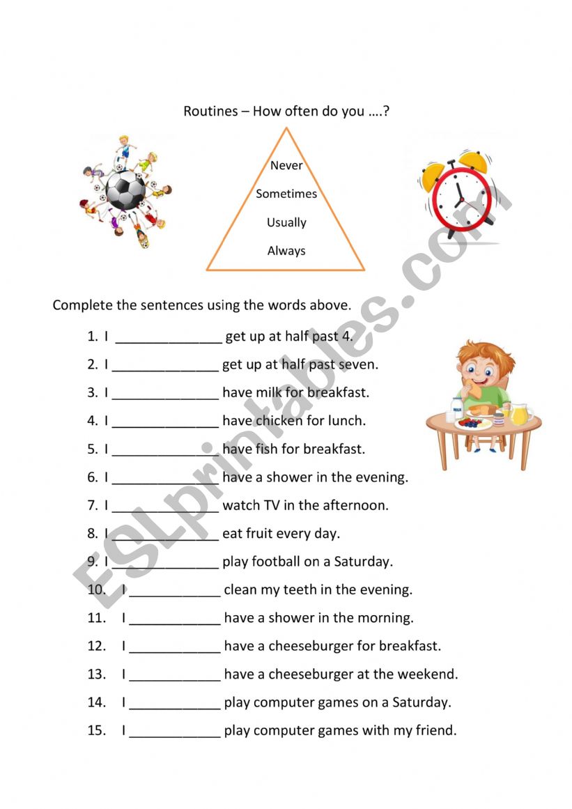 Adverbs of frequency worksheet