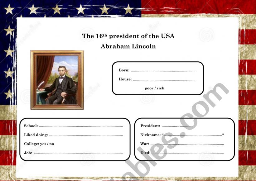 Lincoln Fact Sheet worksheet