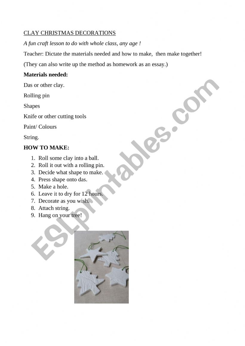 How to make clay shapes. worksheet