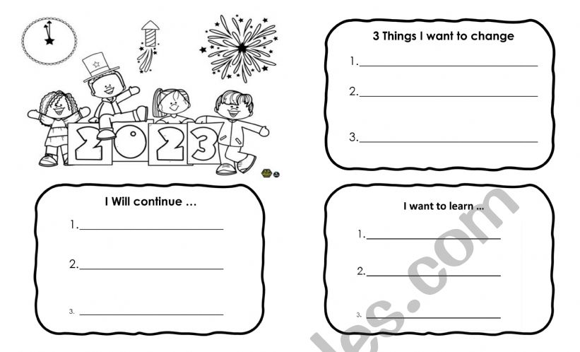 new year resolutions worksheet