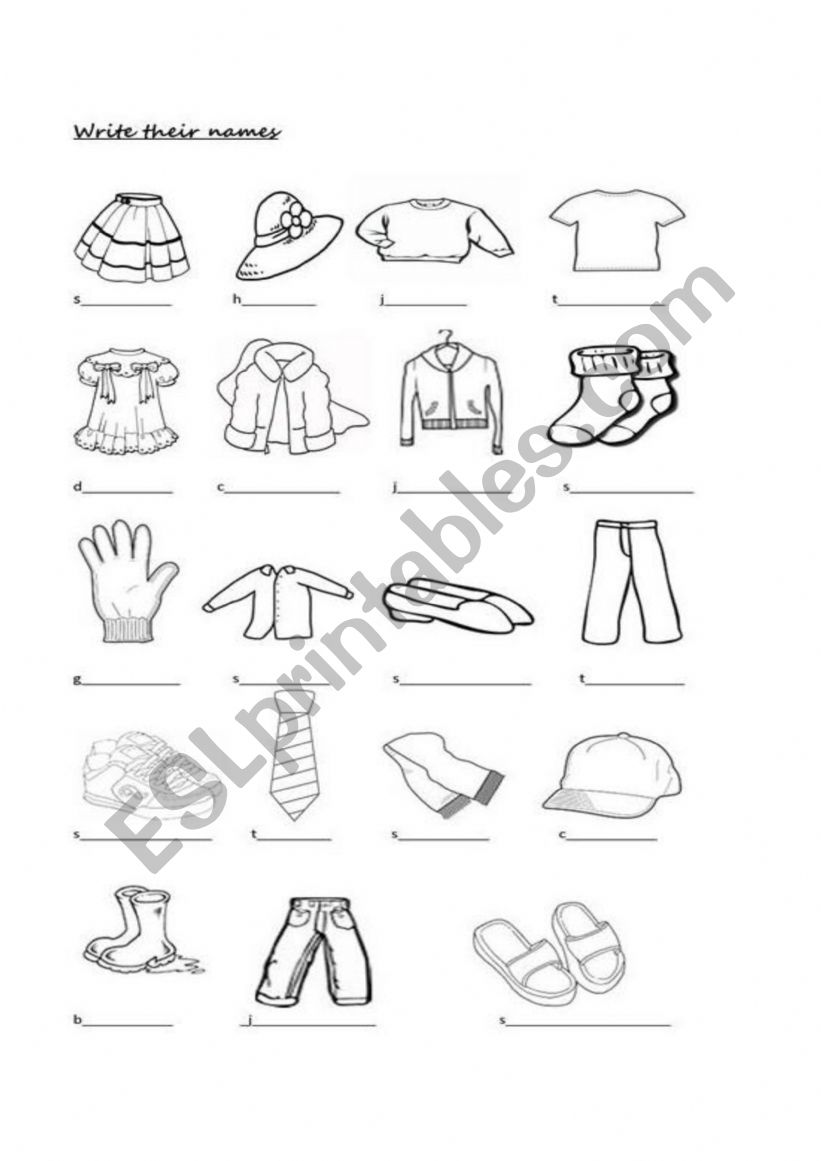 clothes worksheet