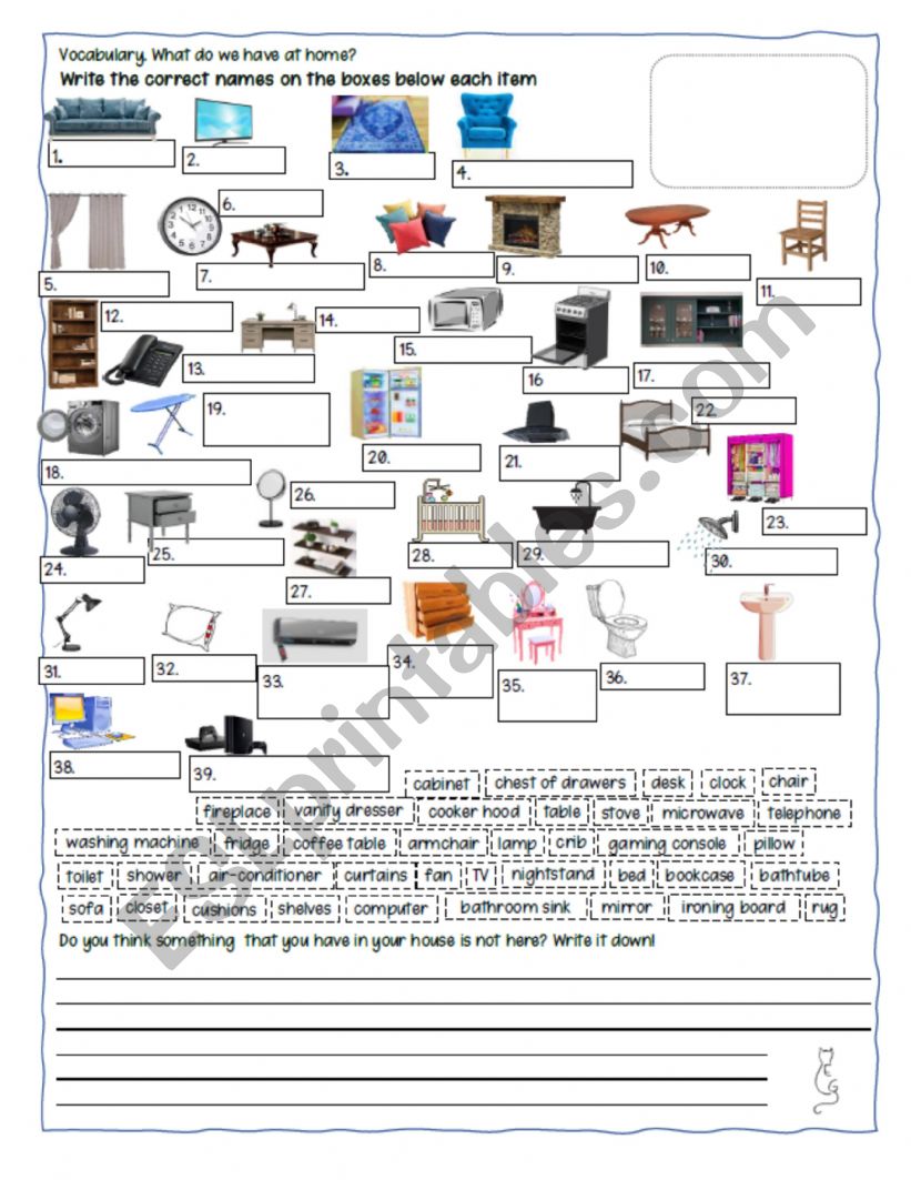 At home worksheet