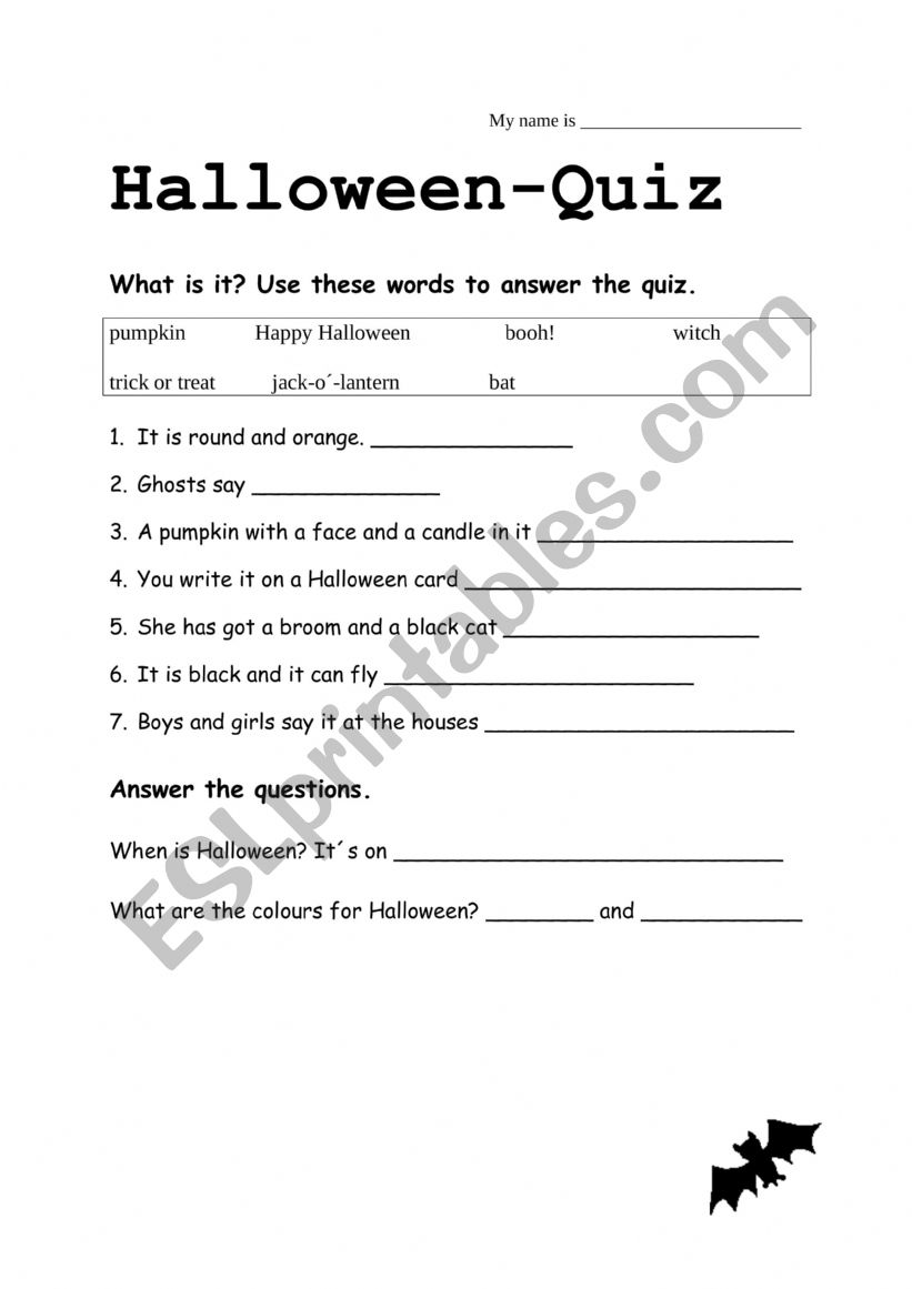 Halloween worksheet