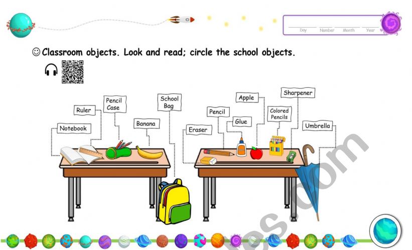 Classroom Objects Listening Exercise